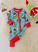 Load image into Gallery viewer, Boys Baby Christmas Romper with Footies