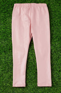 Blush Pink Satin Silk Stretchy Leggings