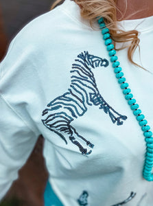 Blurred Lines Sequin Embroidery Zebra Sweatshirt