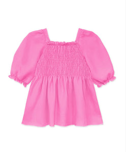 Girls Fashion Top W/Smocking & Puff Sleeve