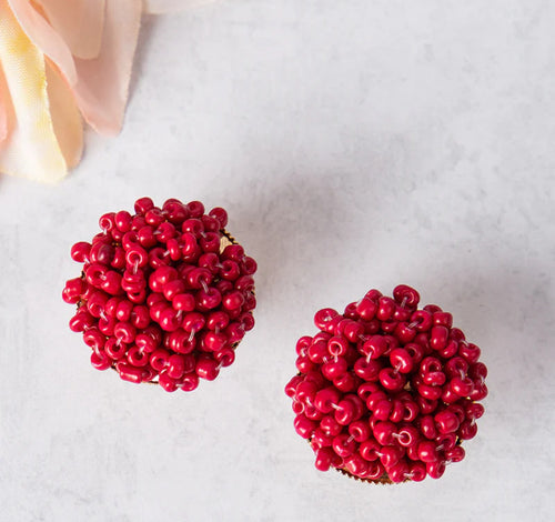 Throw The Confetti Stud Earrings/ Red