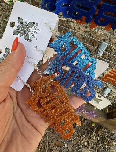 Baseball Glitter Acrylic Earrings