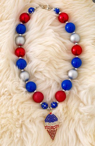 Patriotic Bubble Necklace W/Pendant