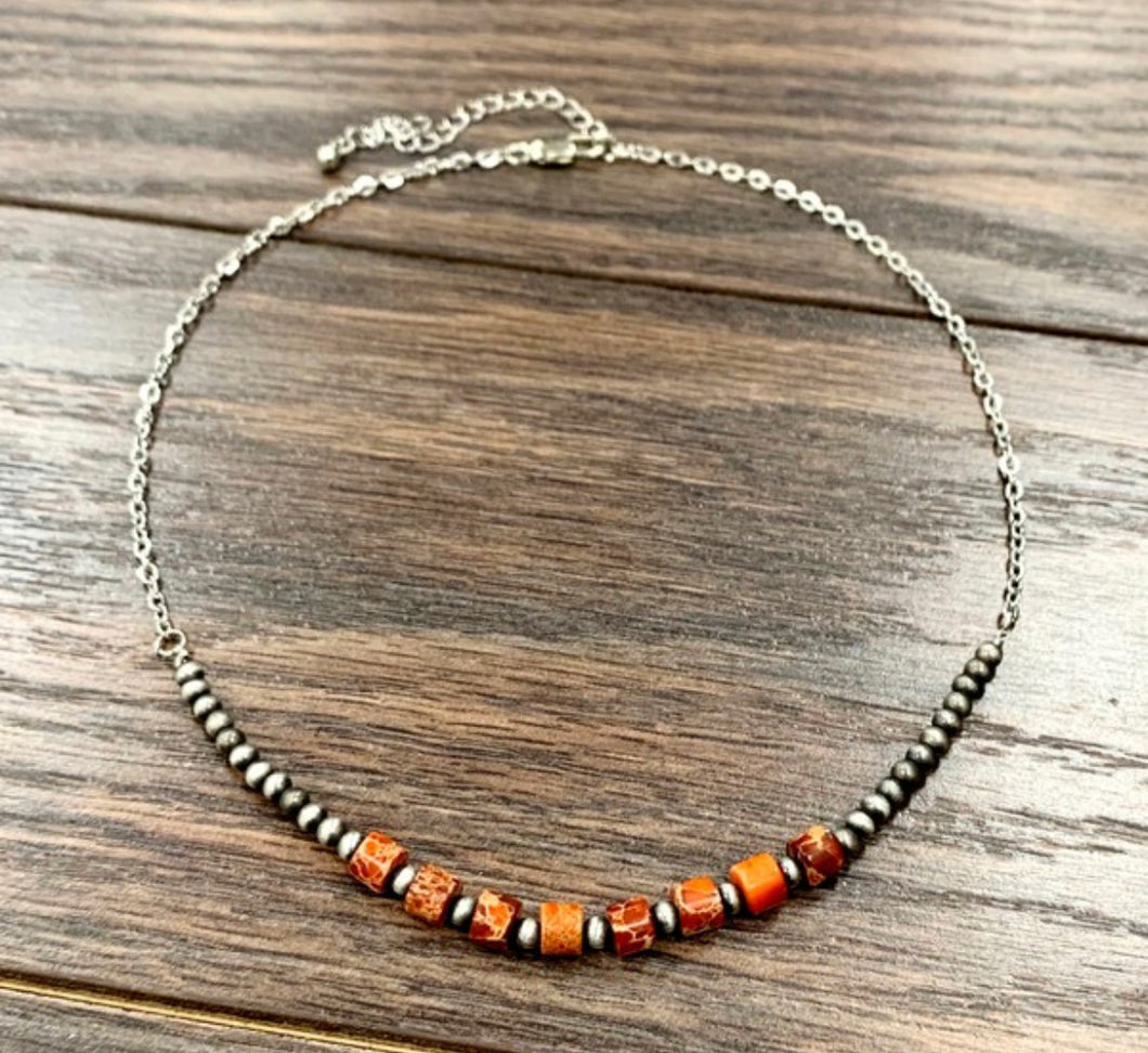 Orange Gemstone Choker Necklace