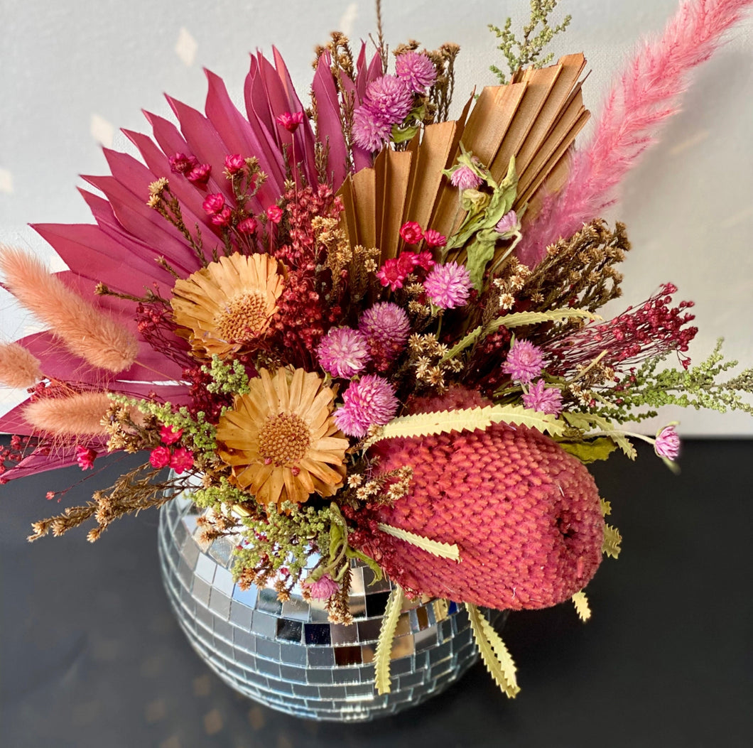 Pink and Natural Color Disco Ball Arrangement - 6