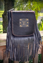 Load image into Gallery viewer, Upcycled Lv Cowhide Leather Fringe Crossbody Bag Western