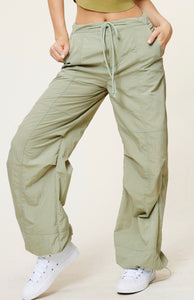 Mid-Rise Cargo Pants with Adjustable Drawstrings