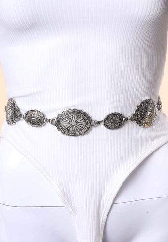 Ornate Oval Disc Chain Fashion Belt