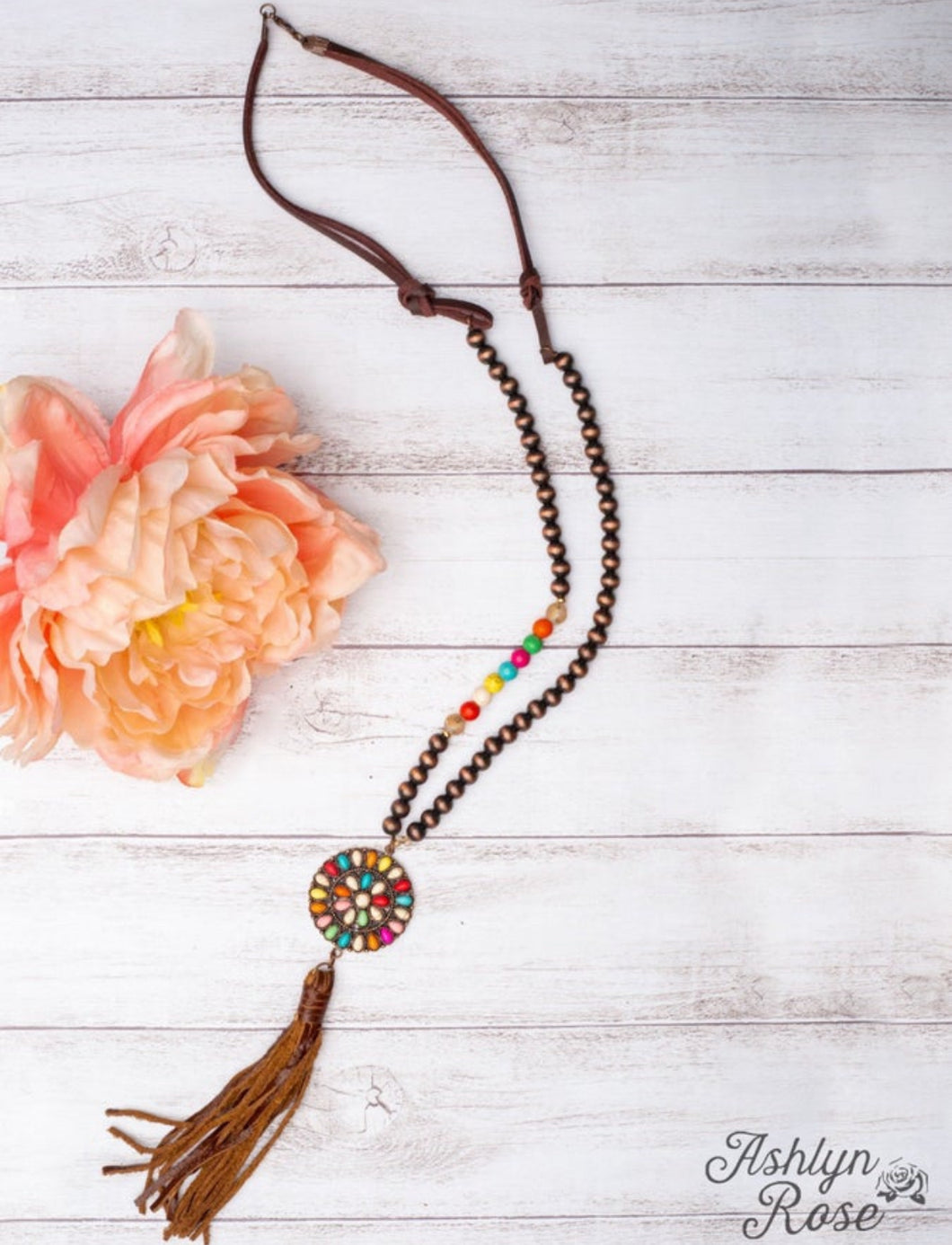 Wild Wild West Rainbow Squash Blossom Necklace