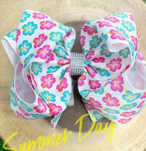 Multi-Color Flower Printed Bow