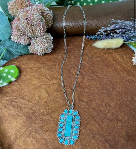 Set to shine Silver with Turquoise Stone Necklace