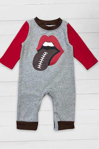 Gray Baby Romper with Footbal Tongue