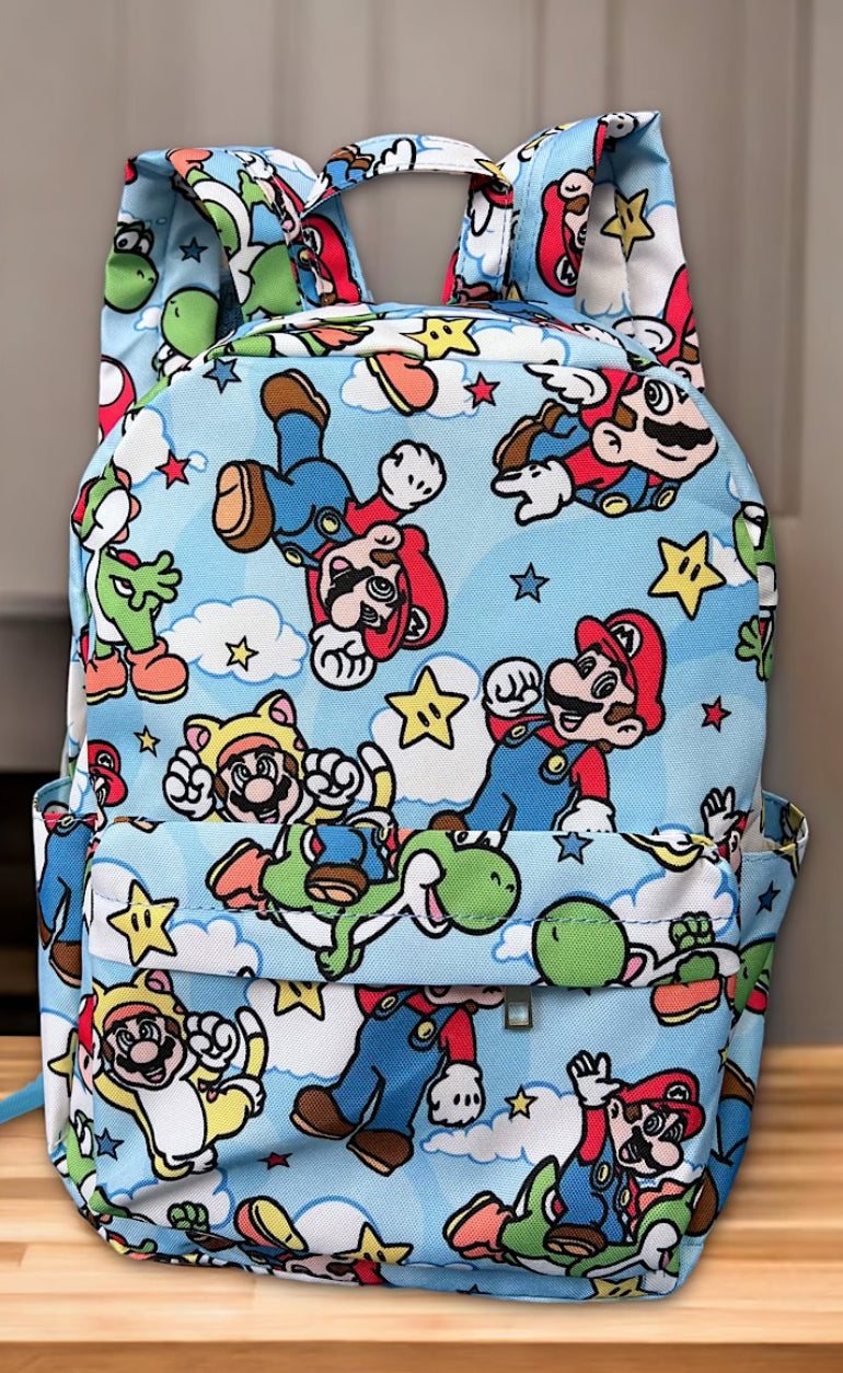 Blue Cloud Character Printed Medium Size Kids' Backpack