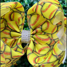 Load image into Gallery viewer, Softball Printed Double Layer Hair Bow