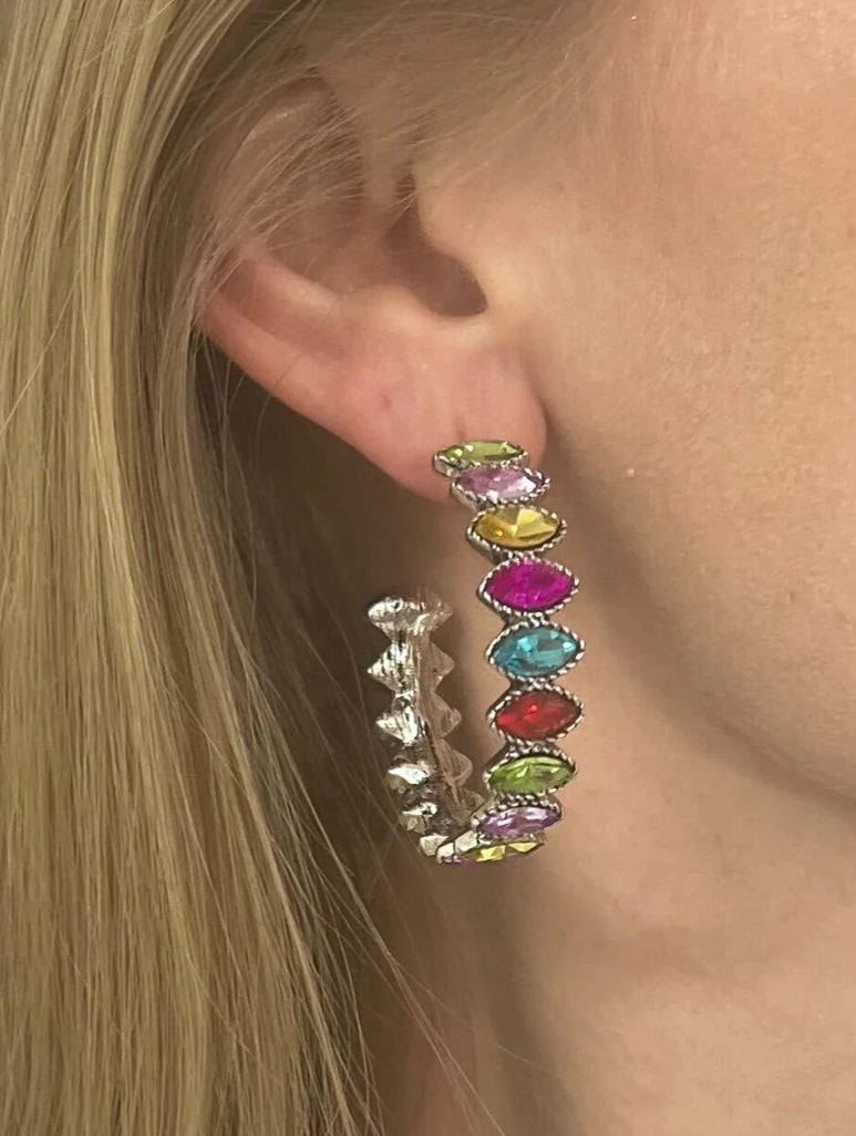 Keep It Stunning Multicolor Rhinestone Hoops