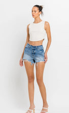 Load image into Gallery viewer, High Rise Bandelss Distressed Shorts