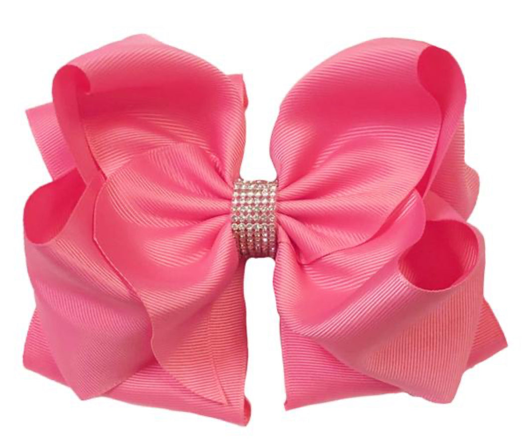 Hot Pink Rhinestone Bow 7.5 