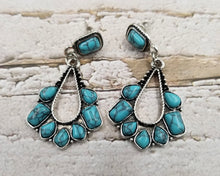 Load image into Gallery viewer, Vintage Silver Turquoise Boho Earrings