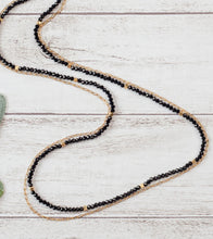 Load image into Gallery viewer, Glitz, Glam, Simple Strands Double Beaded Black Necklace with A Gold Chain