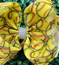 Load image into Gallery viewer, Softball Printed Double Layer Hair Bow