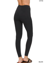 Load image into Gallery viewer, Premium Cotton Full Length Leggings-Black