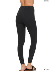 Premium Cotton Full Length Leggings-Black