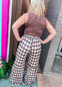 Party Pants Mesh Flare Pants- Checkers