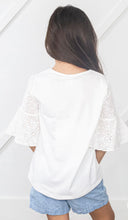 Load image into Gallery viewer, Girls Mauvelous Lace Bell Sleeve Top In White