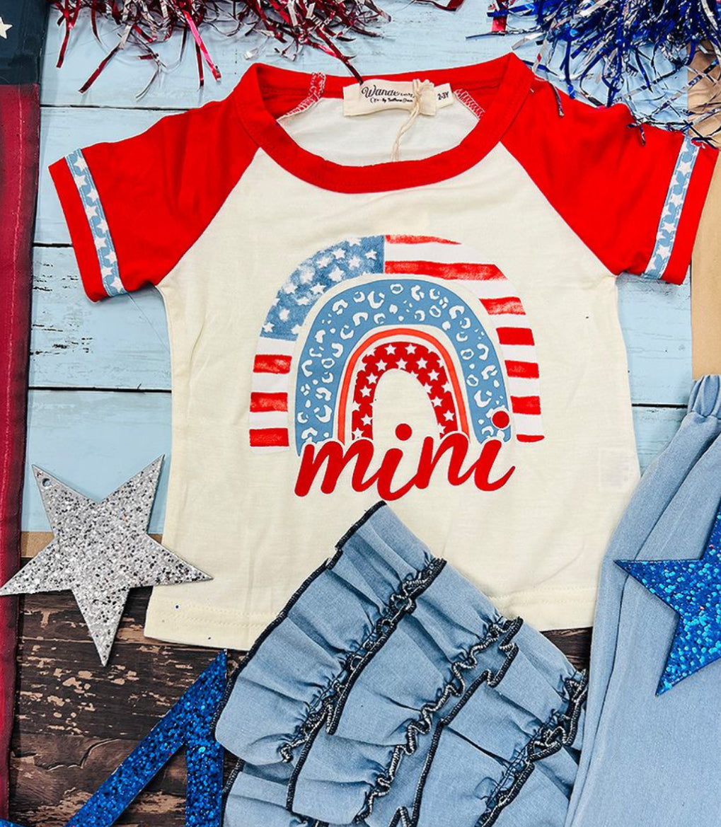 Mini Patriotic Rainbow Girls Top