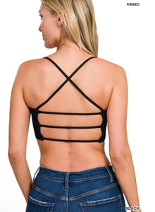 Seamless Ribbed 3-Strap & Cross Back Bralettes With Removable Bra Pads