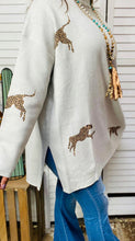Load image into Gallery viewer, Cream Loose Fitting Tiger Sweater With Side Slit