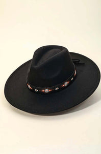 Boho Tribal Pattern Strap Fedora Hat