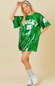 Lucky Print Sequin Tunic Top/Dress