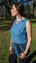 Load image into Gallery viewer, Fringe Benefits Sleeveless Chambray Top