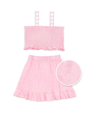 Load image into Gallery viewer, Girl&#39;s Eyelet 2pc Skirt Set w/ Smocking Tank