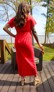 Fly Away Side Slit Maxi Dress/Coral