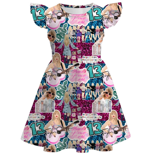 Taylor Print Short Sleeve Ruffle Dress