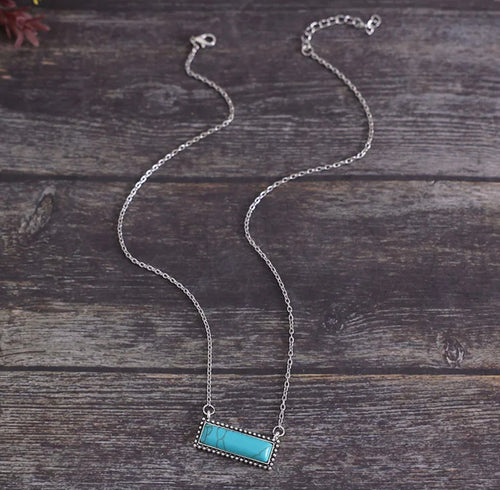 Turquiose Bar Silver Necklace
