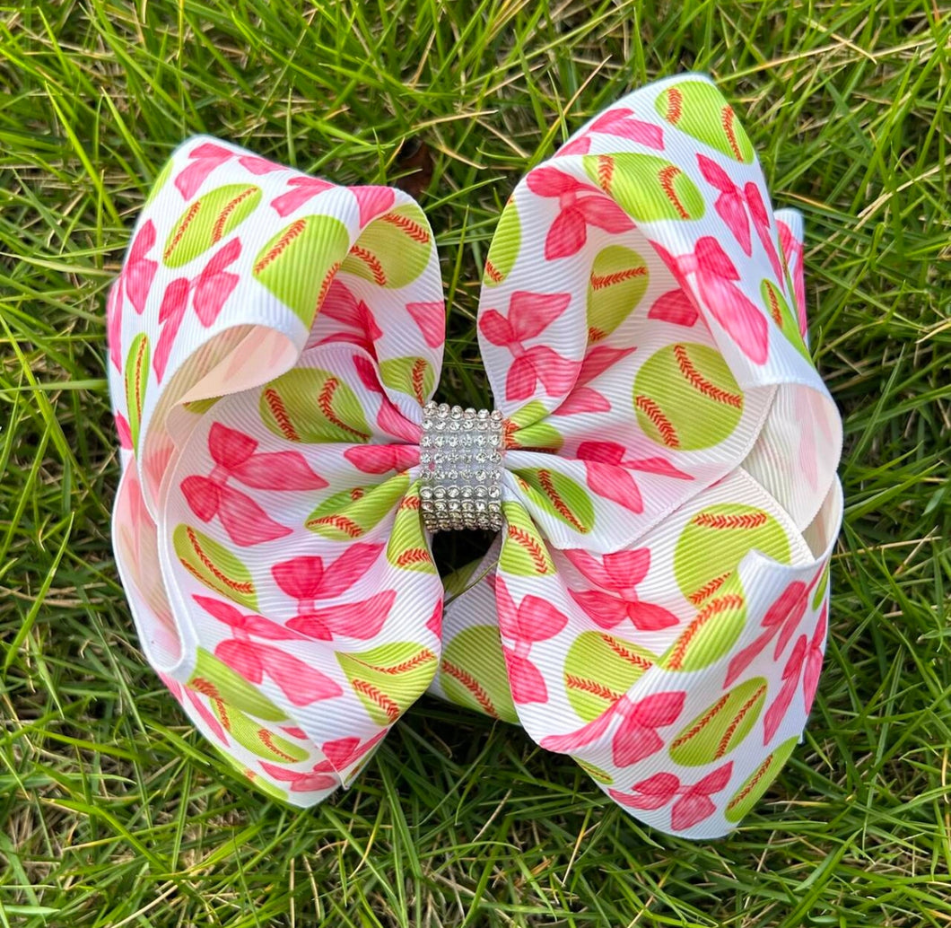 Softball - Coquette Printed Double Layer Bow