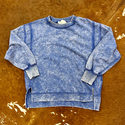 Mineral Washed Oversized High Low Sweatshirt