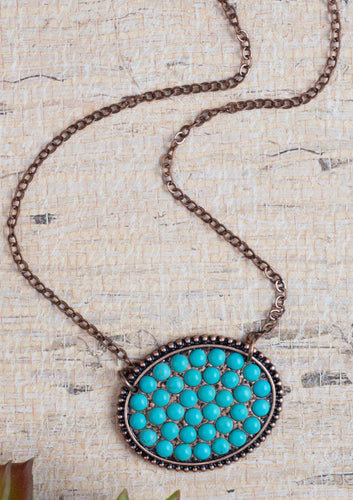 Bumpily Bamboozled Bronze Necklace With A Beaded Pendant