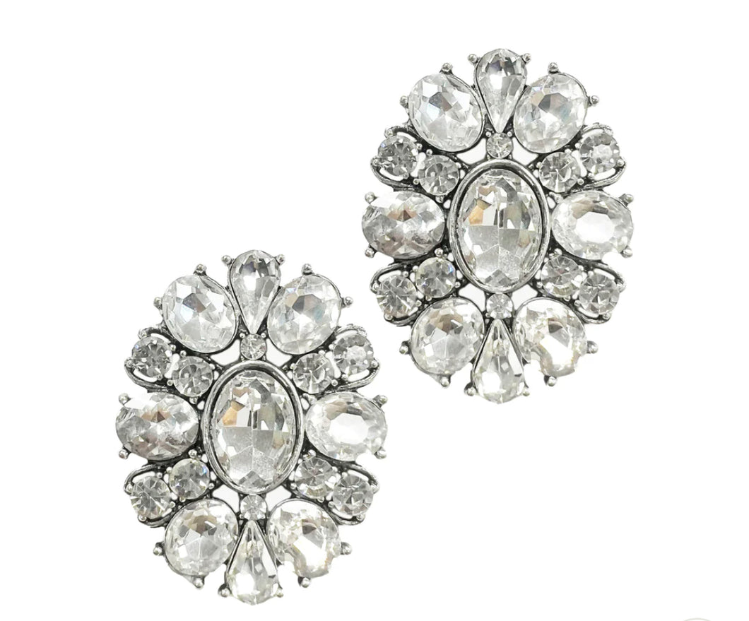 Southwestern Flower Studs With Clear Stones