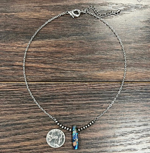 Single Long Gemstone Pendant Necklace