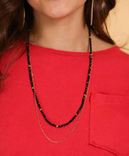 Load image into Gallery viewer, Glitz, Glam, Simple Strands Double Beaded Black Necklace with A Gold Chain