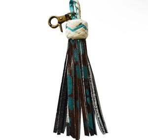 Tassel Fringes Genuine Leather - Turquoise