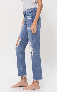 Mid Rise Crop Straight Jeans