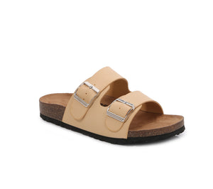 Soft Cork Double Strap Banded Slider Sandals