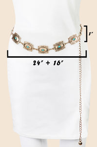 Rectangle Concho Chain Belt