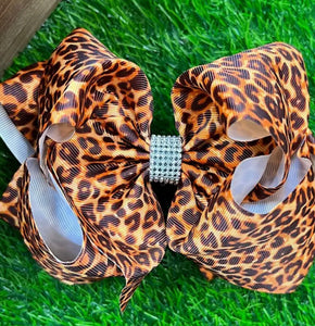 Orange Tone Animal Printed Hair Bow