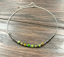 Load image into Gallery viewer, Green Colored Gemstone Choker Necklace